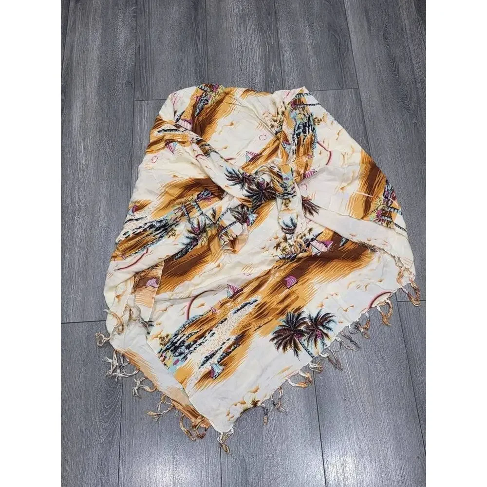Scarf COASTAL PALM BEACH WIDE COVER UP Y2K PREPPY WOMEN A009369